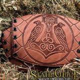 Leather Cuff LARP Bracers Armor Thor's Hammer Mjolnir Scale design: a pair